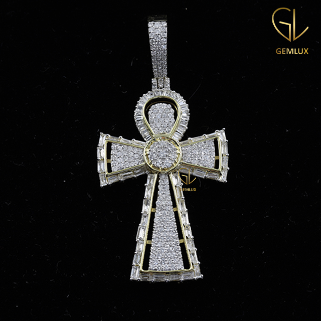 Bust Down Moissanite Diamond Cross Charm Pendant