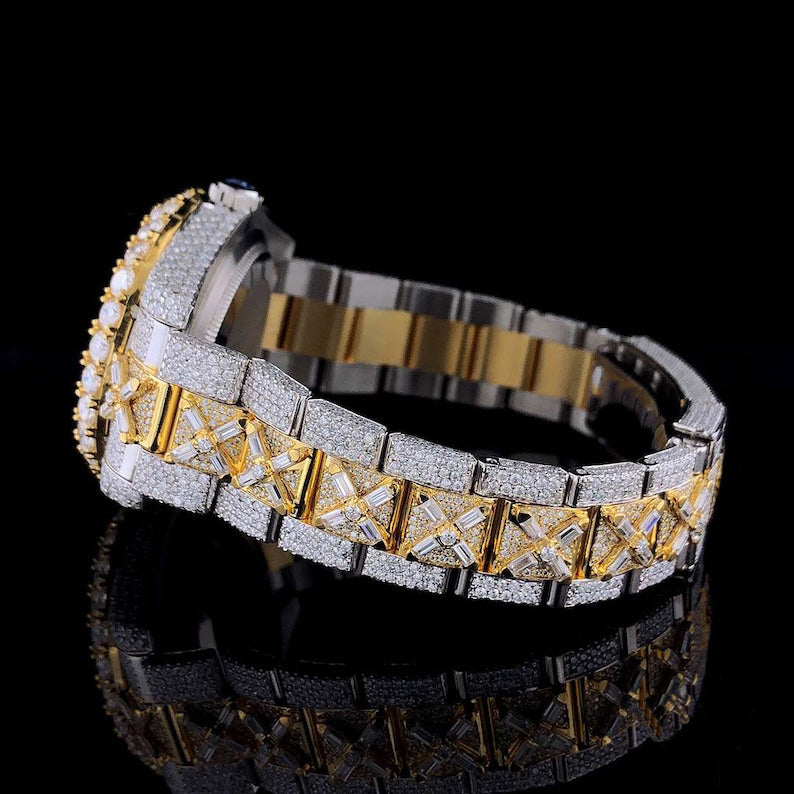 Iced Out Arabic Dial 24 Number D VVS Moissanite Diamond Watch