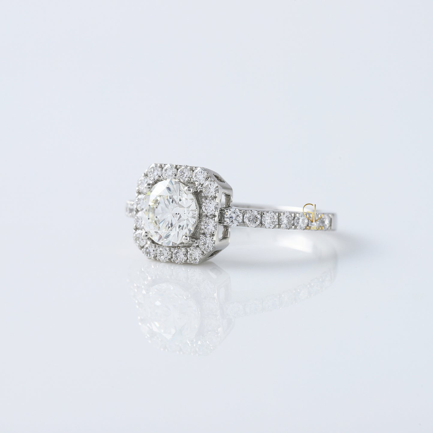 1 Ct Round Cut Lab Grown Diamond Halo Engagement Ring