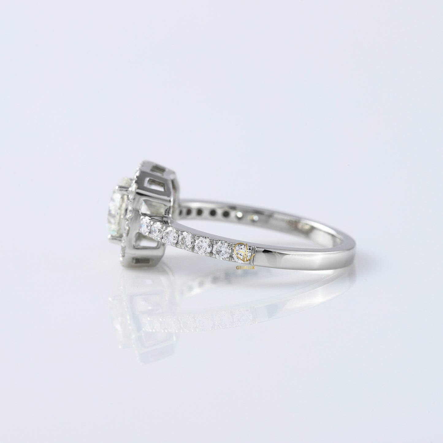 1 Ct Round Cut Lab Grown Diamond Halo Engagement Ring