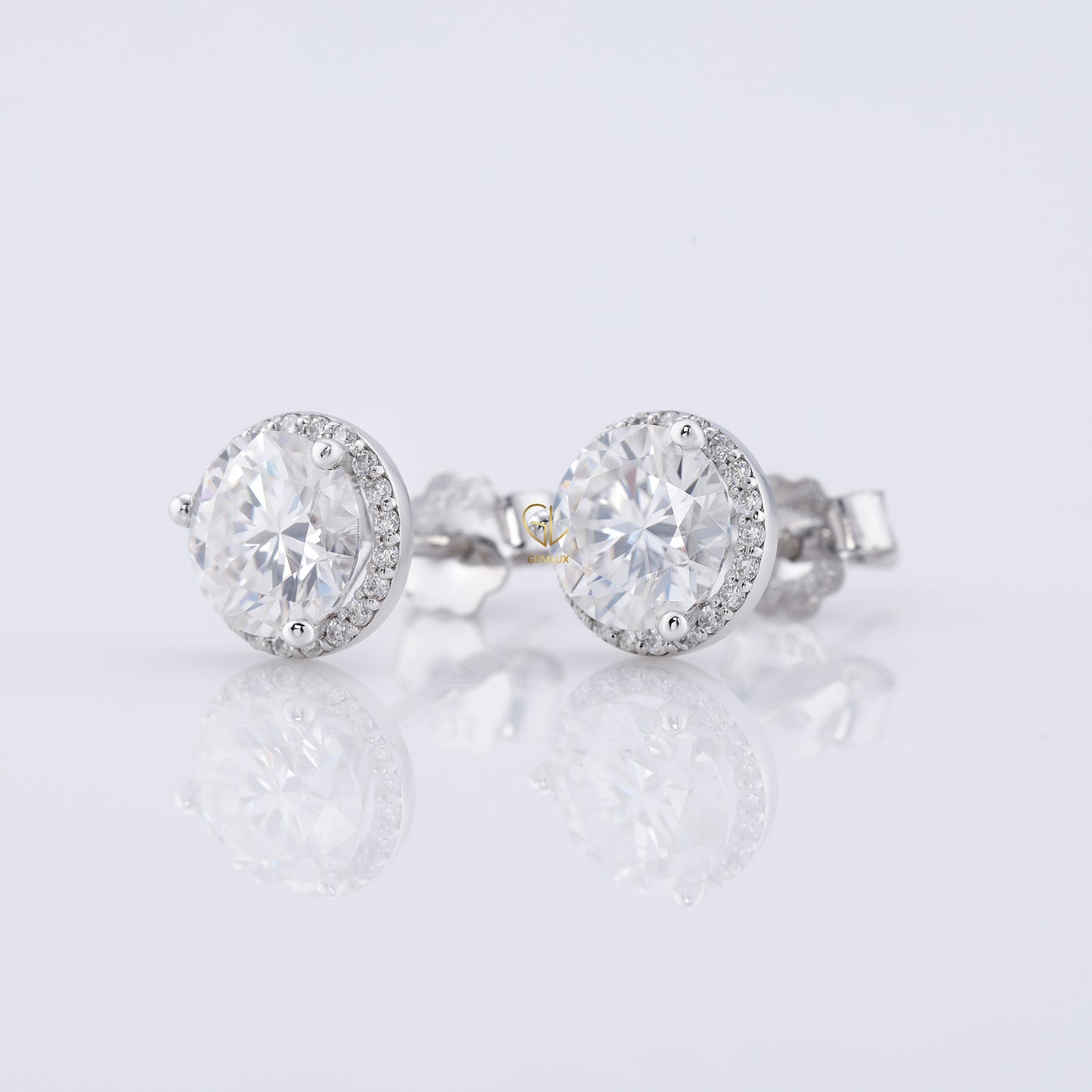 1 Ct Round Cut Lab Grown Diamond Halo Stud Earrings