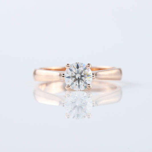 1 Carat Round Cut Lab Grown Pinch Style Soliraire Ring