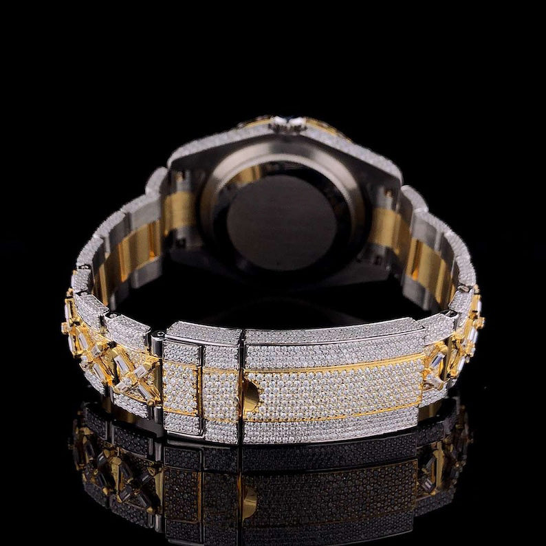 Iced Out Arabic Dial 24 Number D VVS Moissanite Diamond Watch