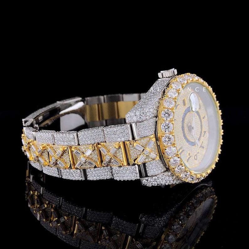 Iced Out Arabic Dial 24 Number D VVS Moissanite Diamond Watch