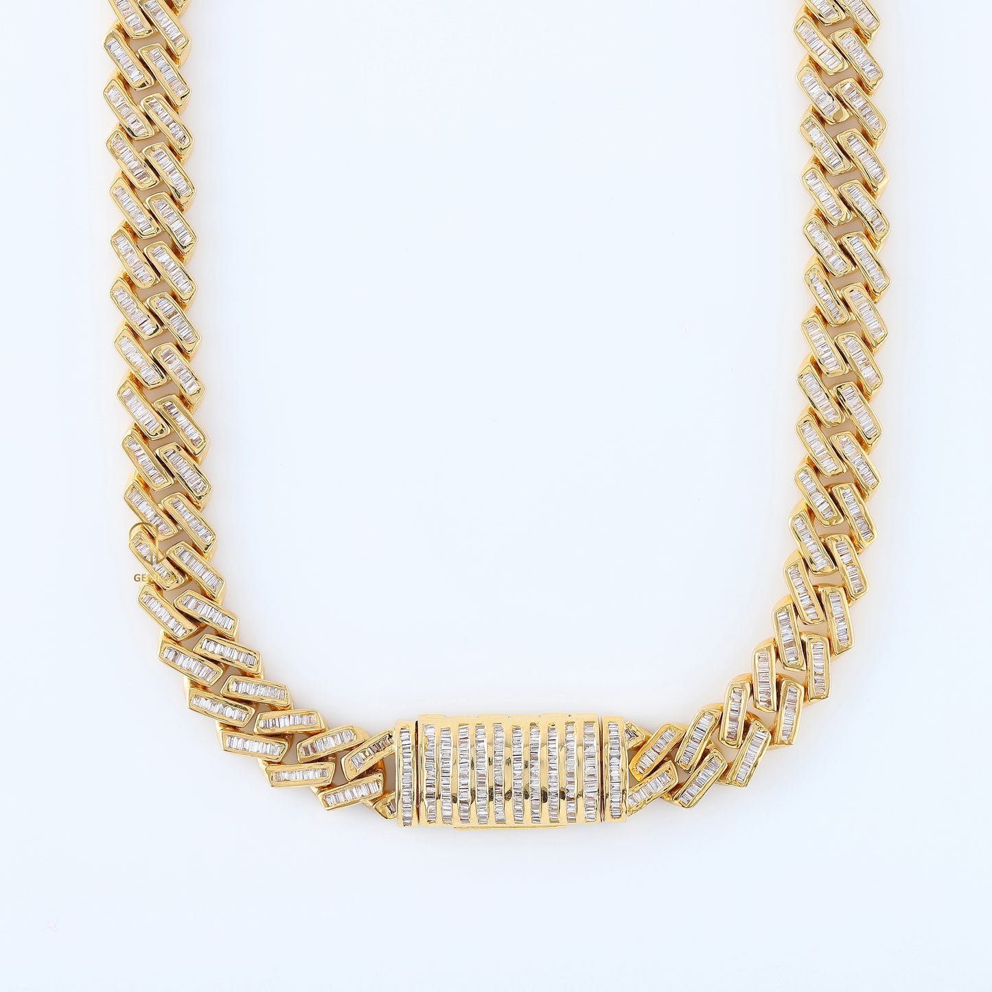 925 Silver Baguette Cuban Link Hip Hop Chain