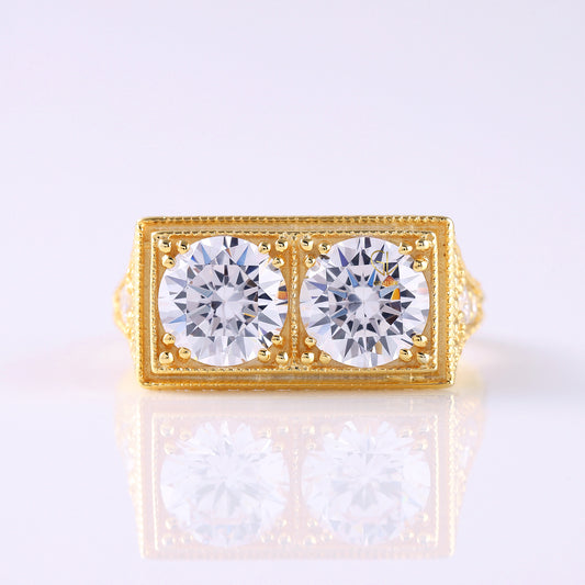 Antique Two Stone Lab Grown Vintage Ring