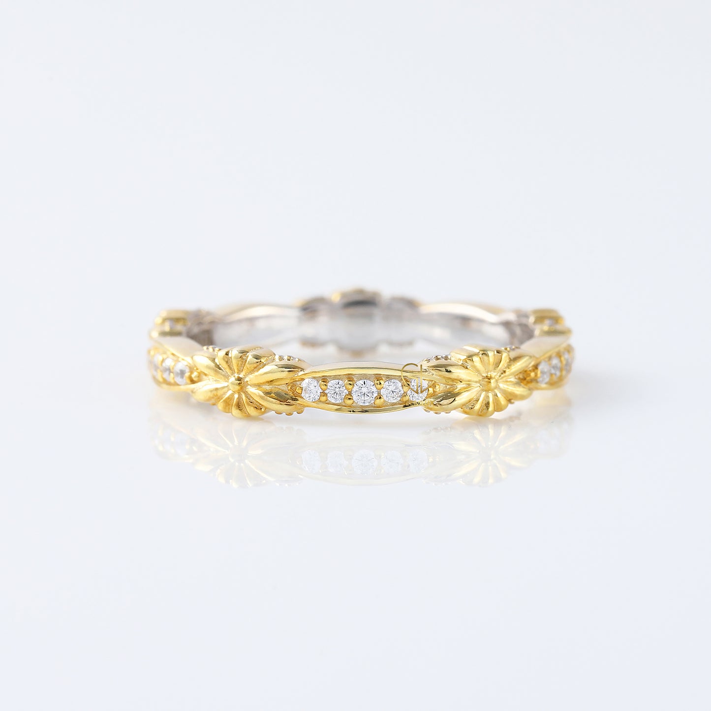 Antique Vintage Filigree Moissanite Wedding Band