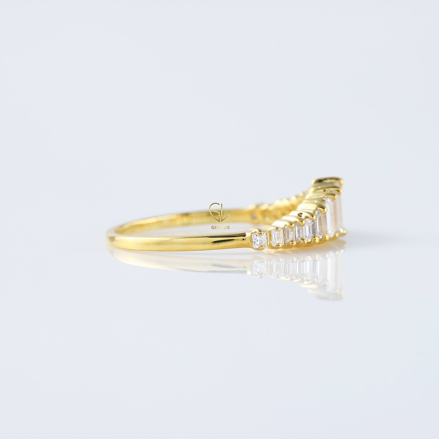 Art Deco Baguette Cut Tiara Wedding Band