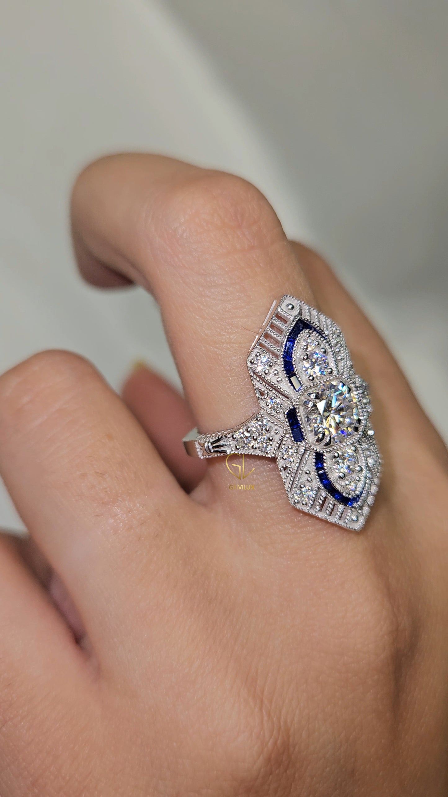 Art Deco Lab Grown Cocktail Ring