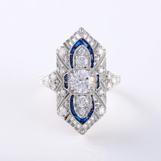 Art Deco Lab Grown Cocktail Ring