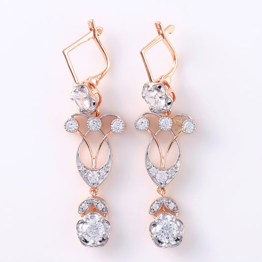 Art Deco Moissanite Drop & Dangle Latch Back Earrings