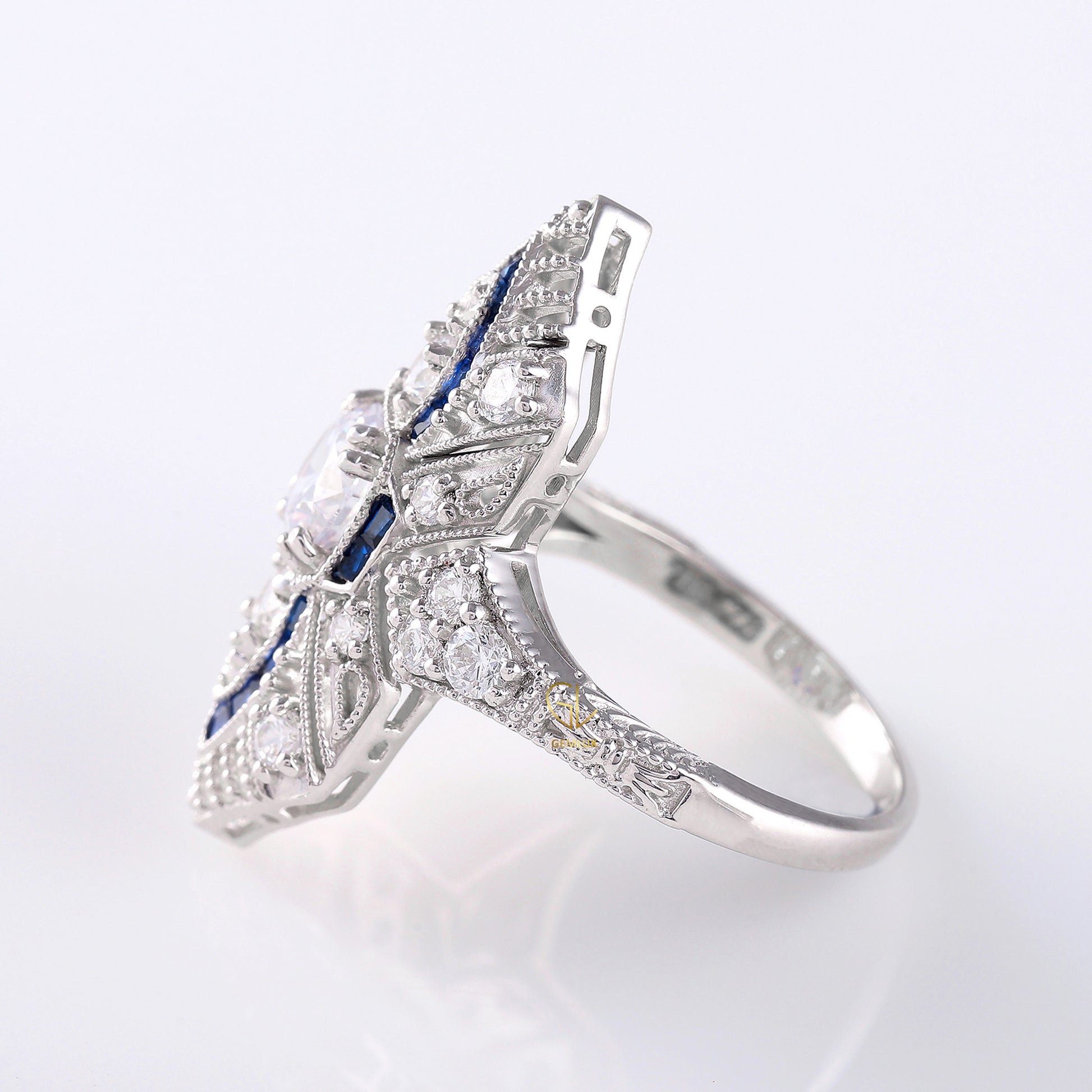 Art Deco Round Moissanite Cocktail Ring