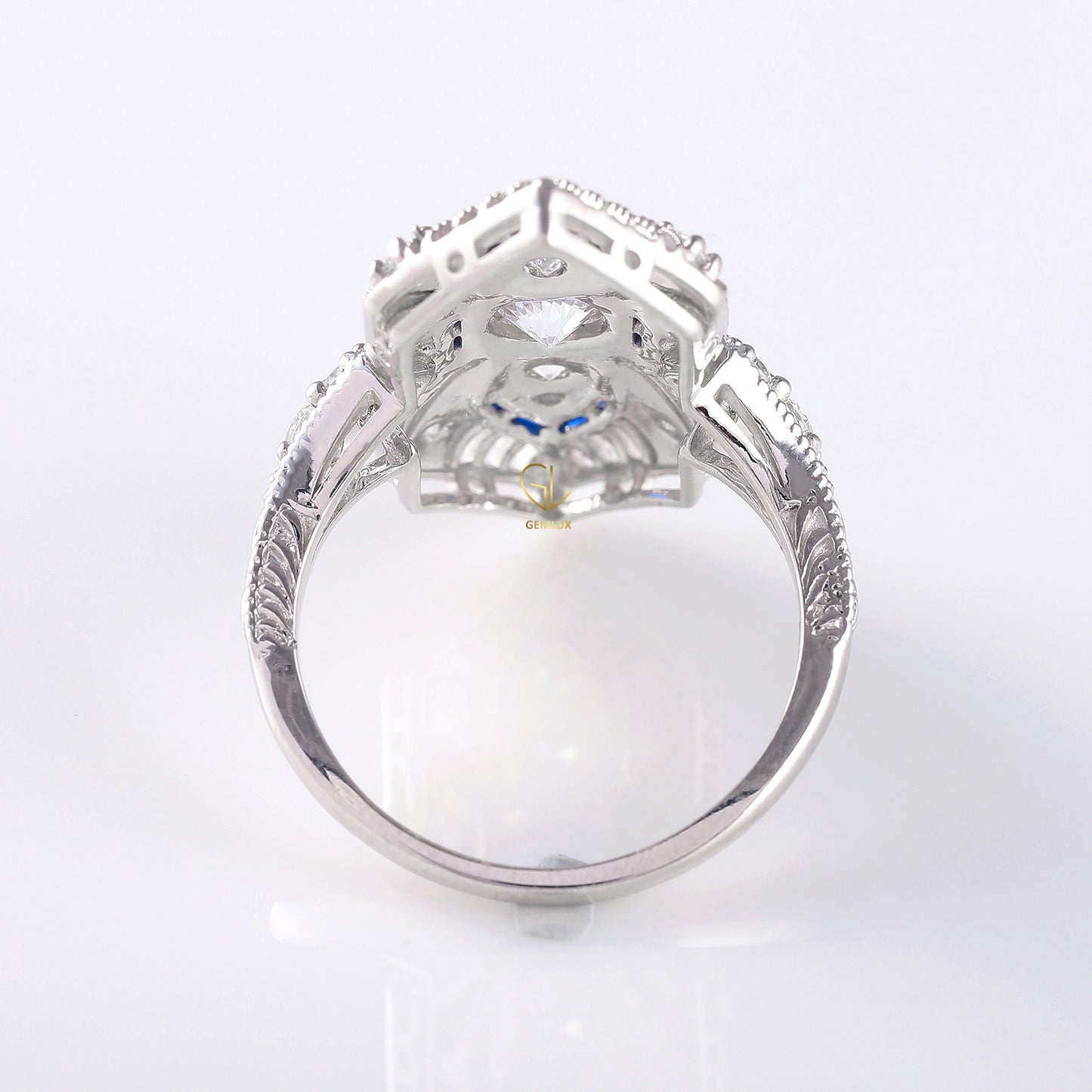 Art Deco Round Moissanite Cocktail Ring