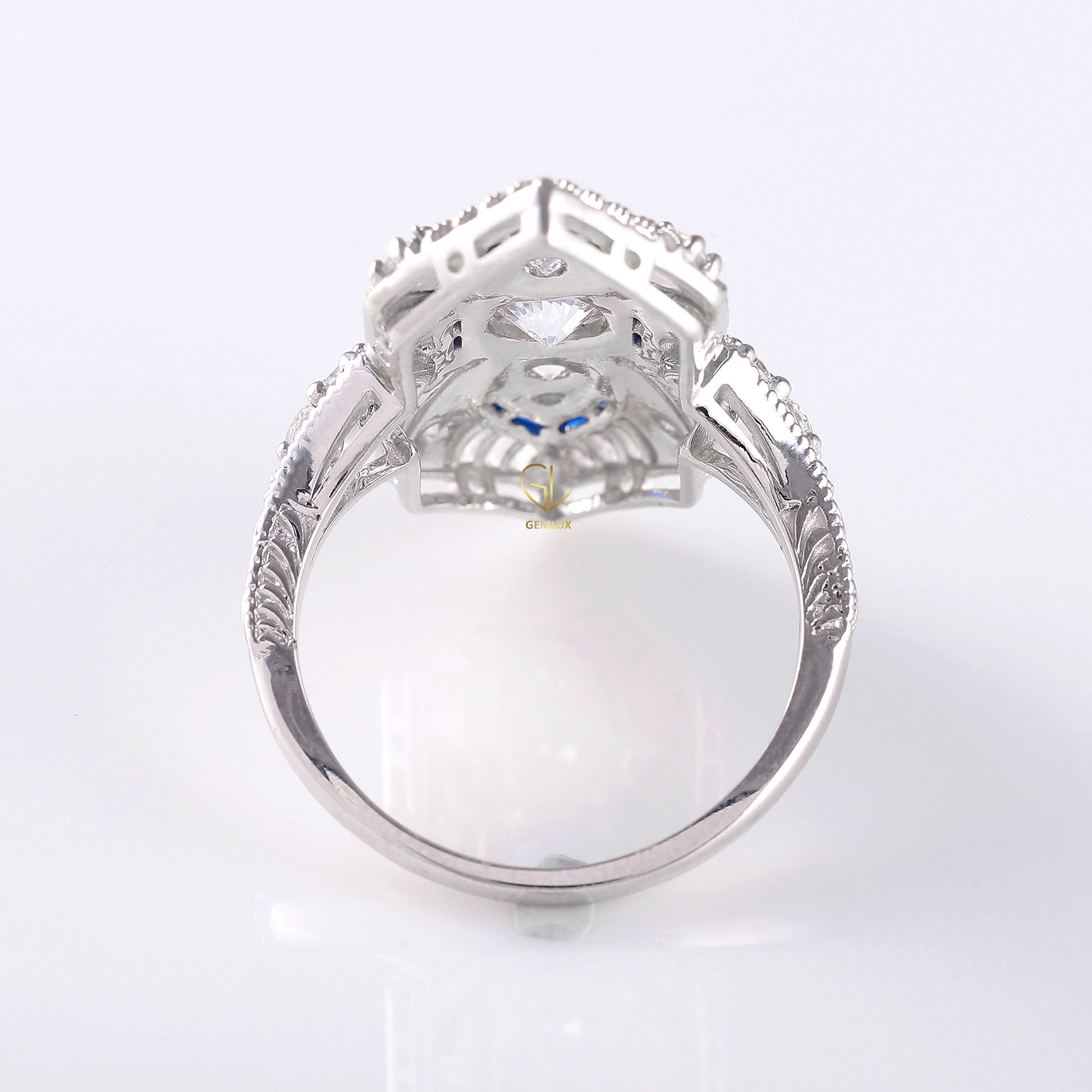 Art Deco Round Moissanite Cocktail Ring