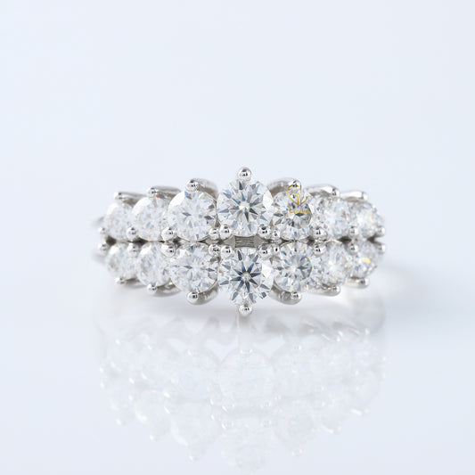 Art Deco Two Row Lab Grown Half Eternity Wedding Band