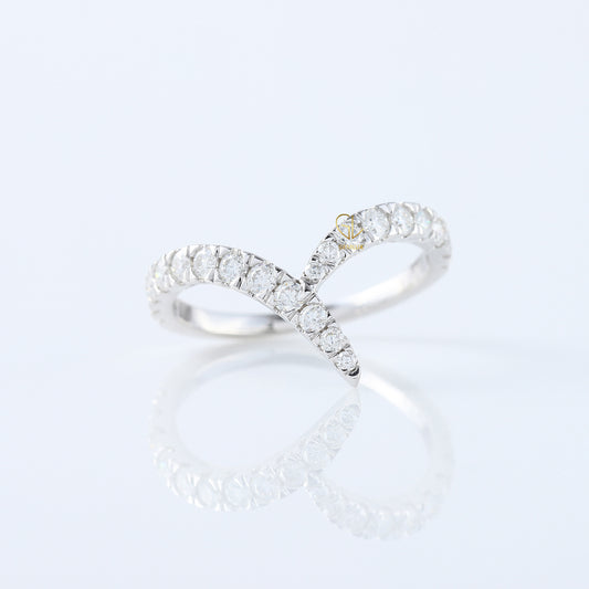 Art Deco V Shape Round Cut Lab Grown Diamond Matching Ring