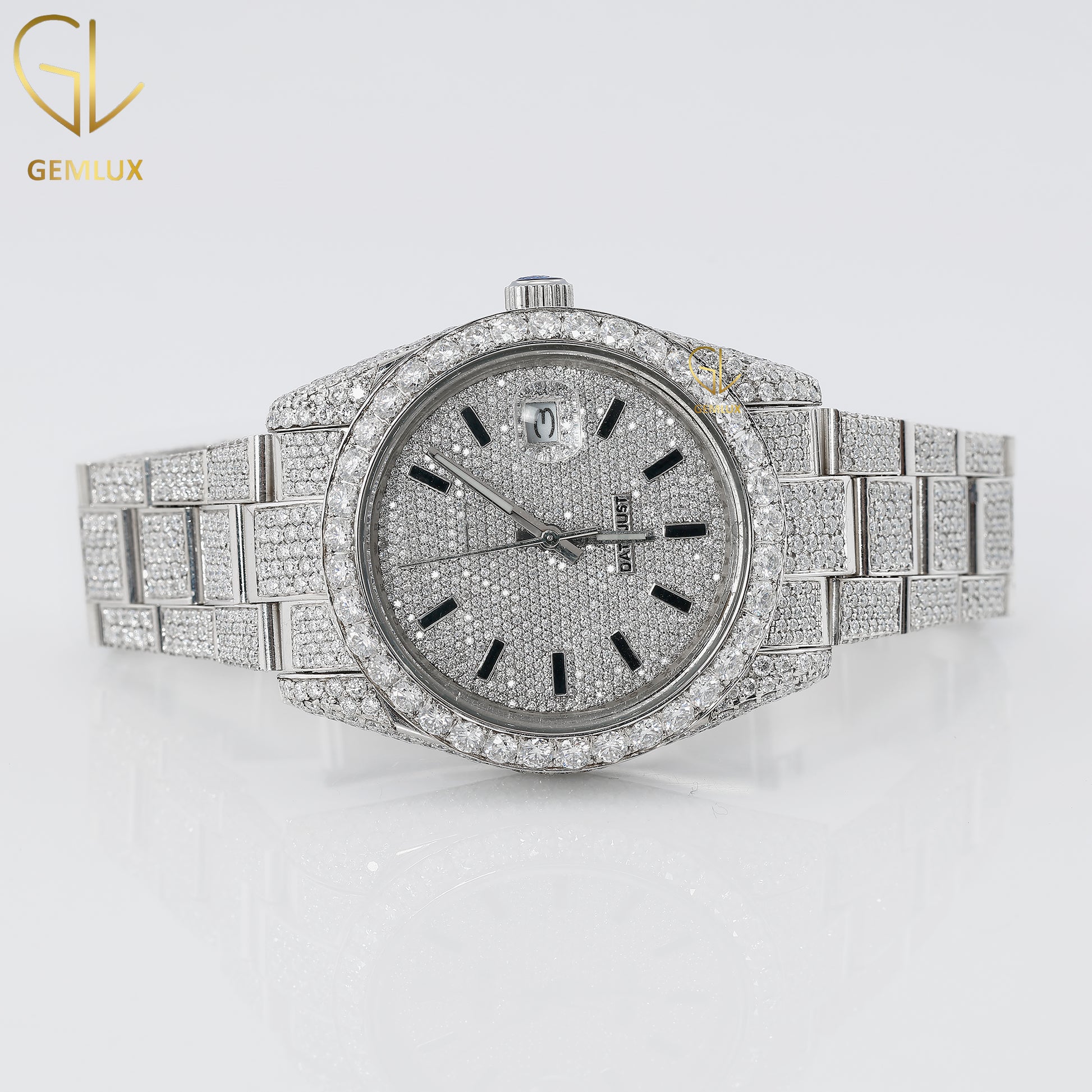 Automatic Movement Full White Iced Out D VVS Moissanite Diamond Watch