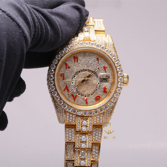 Bling Bling Iced Out Moissanite Arabic Dial Hip Hop Watch