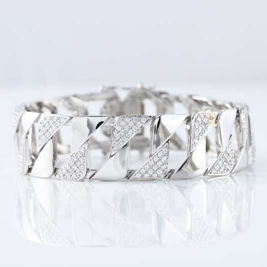 Bling Bling Lab Grown Diamond Cuban Hip Hop Bracelet For Men