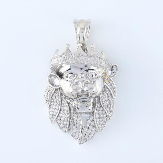 Bling Bling Moissanite Crown Head Lion Face Hip Hop Pendant