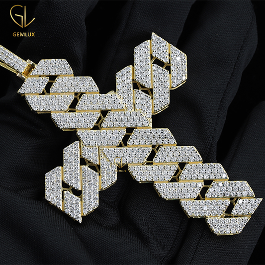 Bling Bling Moissanite Diamond Cuban Cross HipHop Pendant