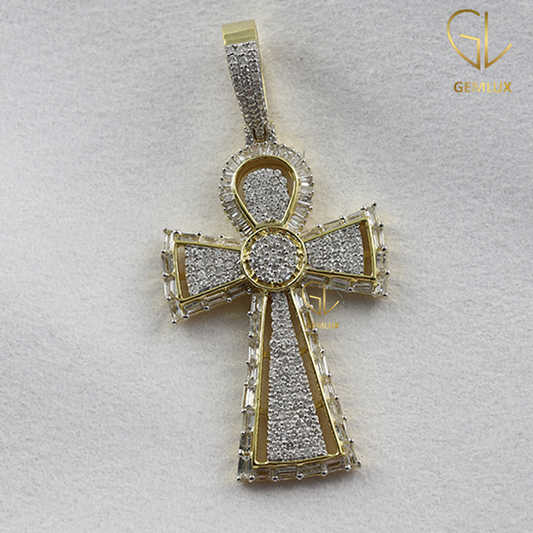 Bust Down Moissanite Diamond Cross Charm Pendant