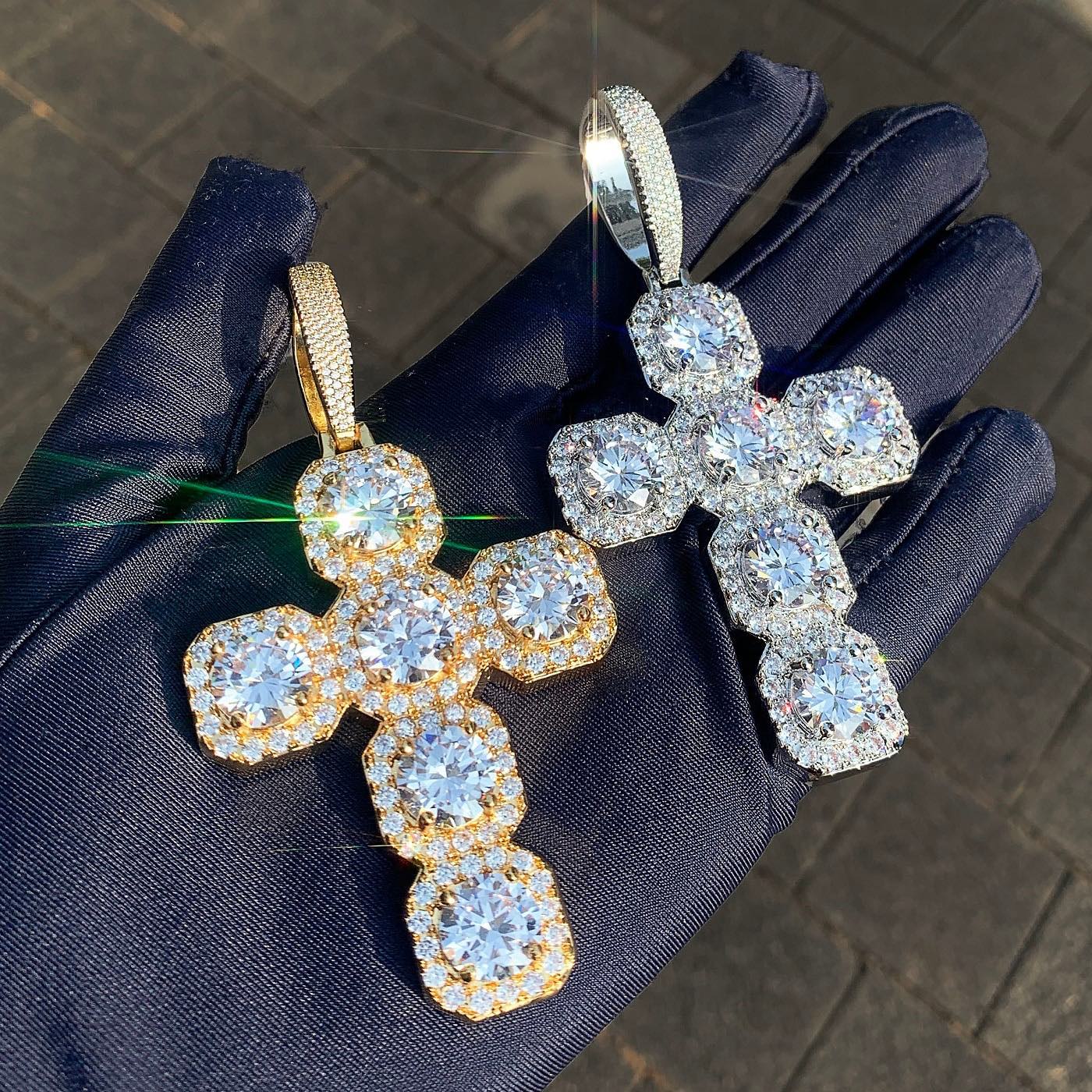 Bling Bling VVS Round Moissanite Diamond Cross Hip Hop Pendant