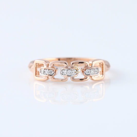 Cable Link Chain Lab Diamond 14k Gold Ring