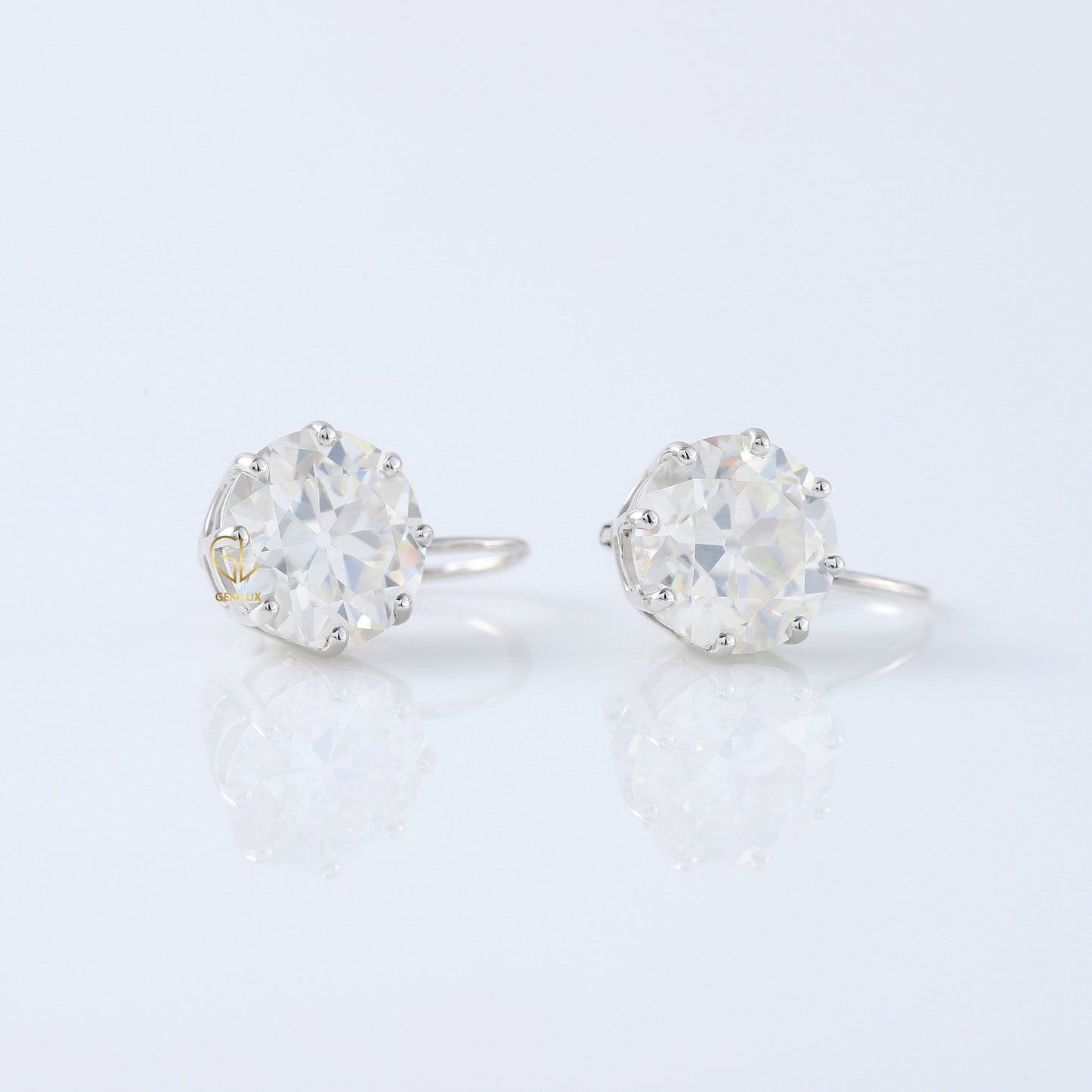 Certified Old European Round Cut Lab Grown Drop Earrings