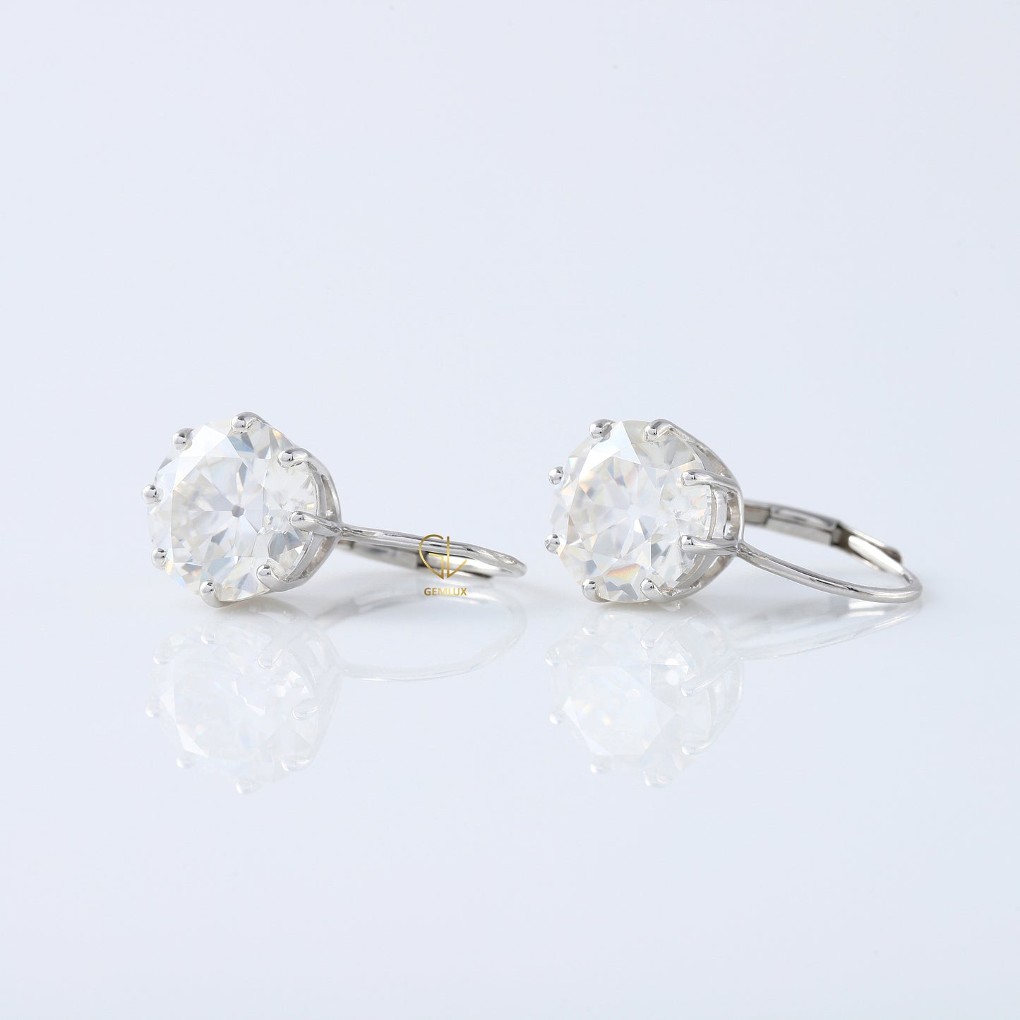 Certified Old European Round Cut Lab Grown Drop Earrings