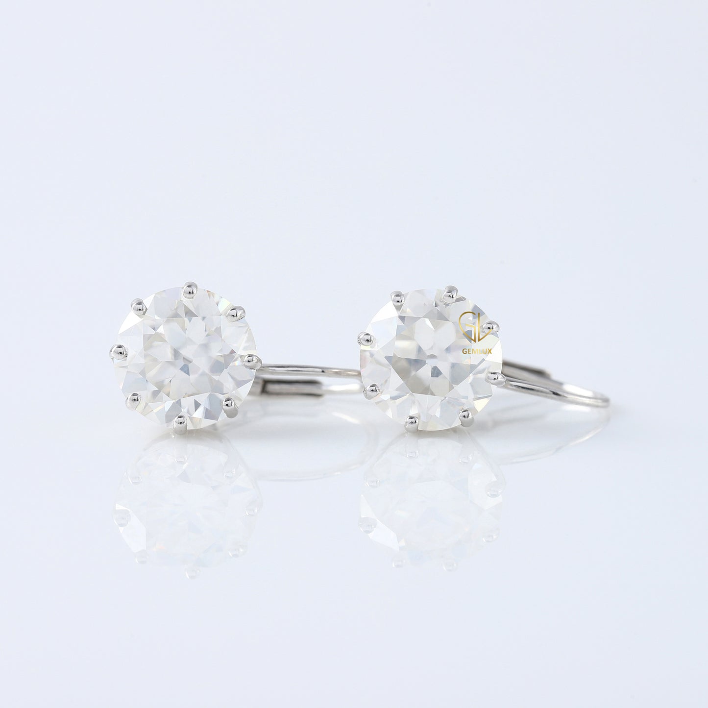 Certified Old European Round Cut Lab Grown Drop Earrings