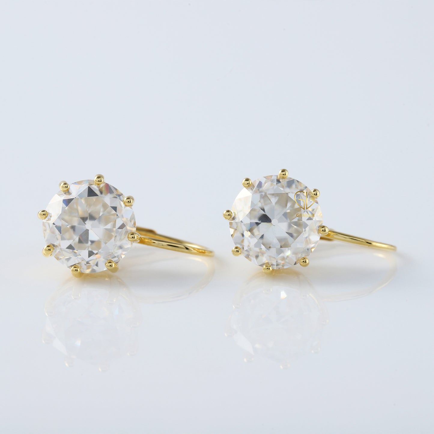 Certified Old European Round Cut Lab Grown Drop Earrings