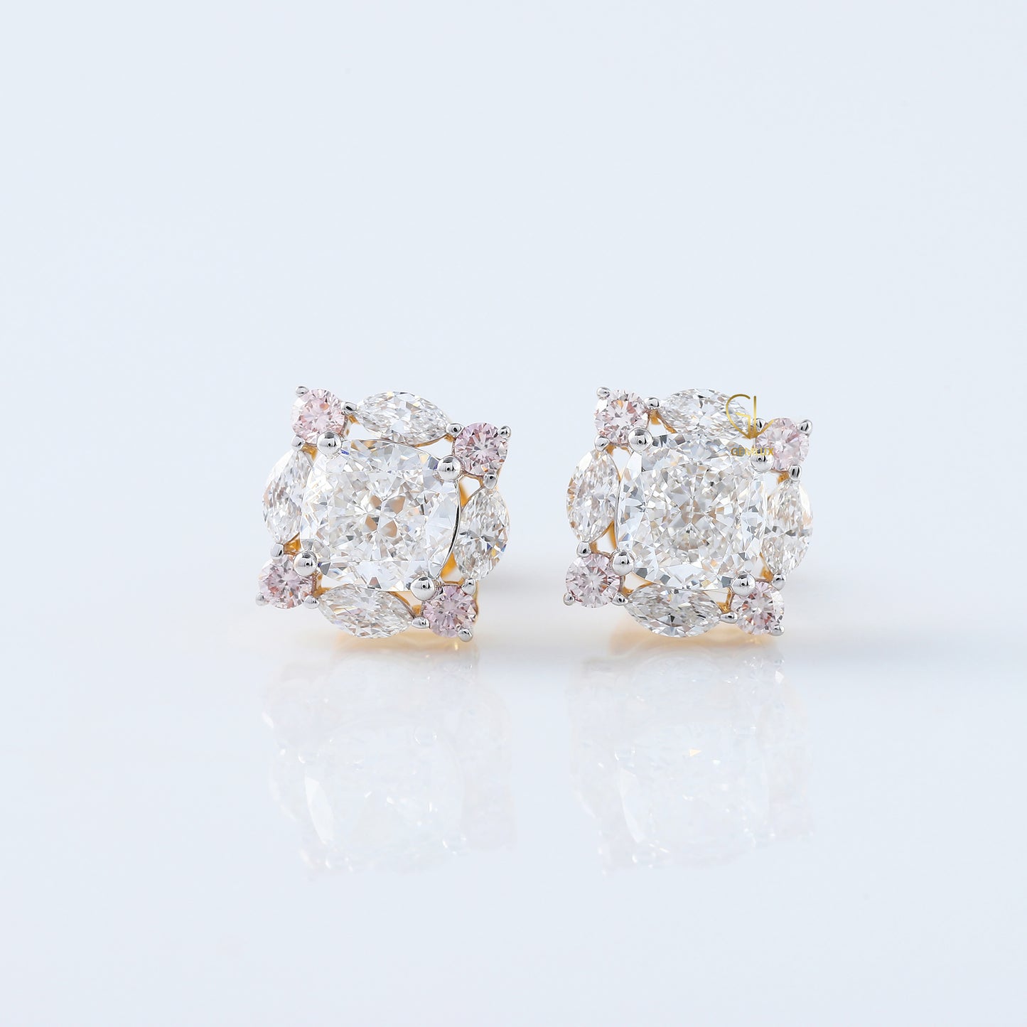 Cushion Cut Lab Grown Diamond Halo Stud Earrings