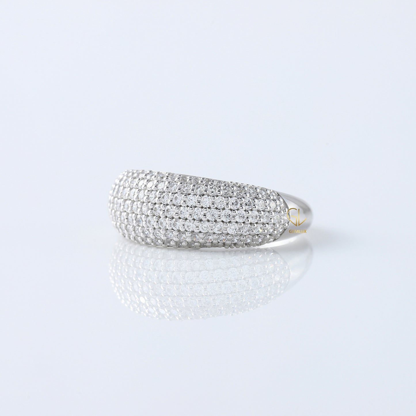Dome Style Pave Set Lab Grown Diamond Chunky Ring