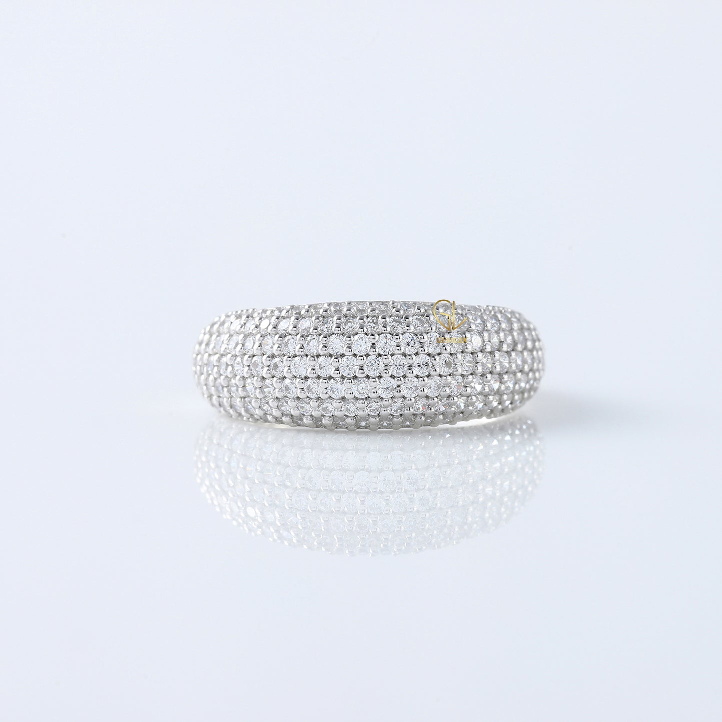 Dome Style Pave Set Lab Grown Diamond Chunky Ring