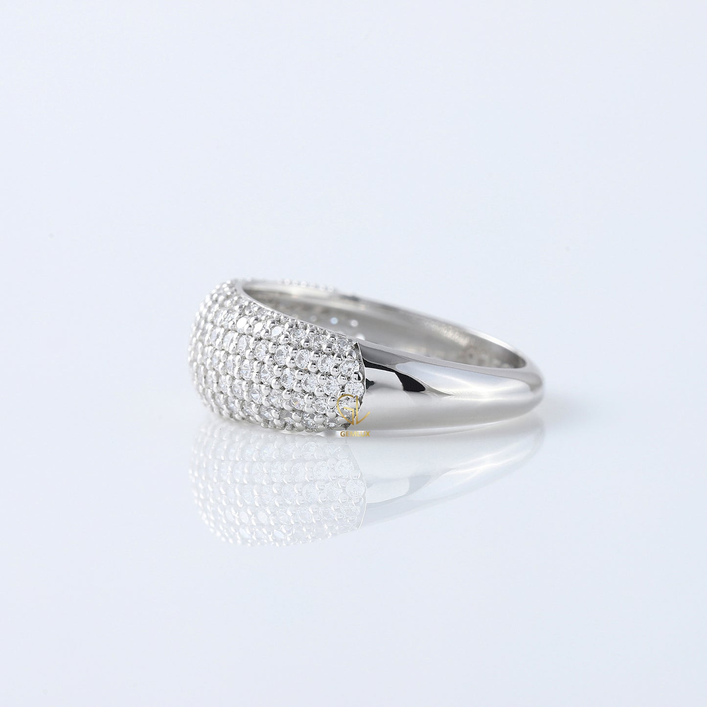 Dome Style Pave Set Lab Grown Diamond Chunky Ring