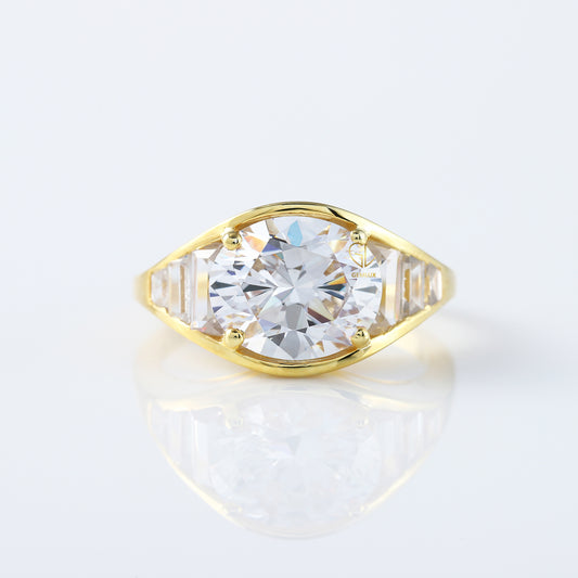 East to West 5 Ct Oval Cut Lab Grown Diamond Engagement Ring