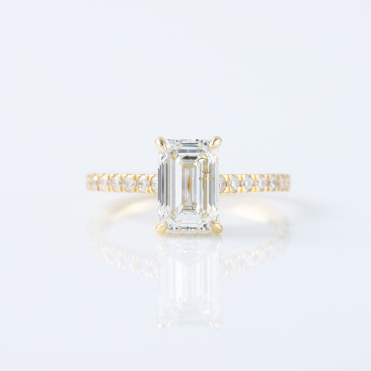 Emerald Cut Moissanite Solitaire With Accent Ring