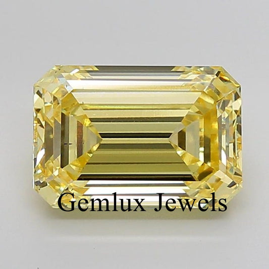 Fancy Intense Yellow Emerald Cut Lab Grown Loose Diamond