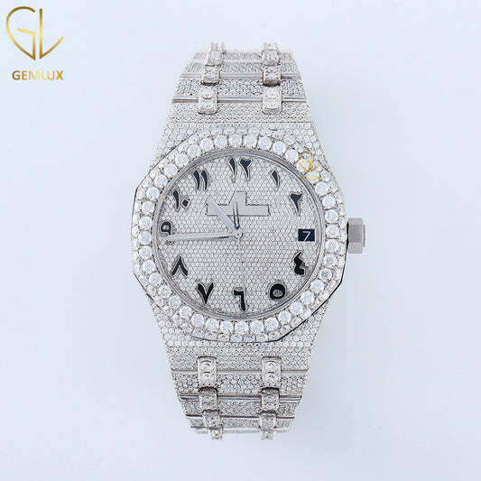 Full White Arabic Dial VS Clatiry Lab Grown Diamond Watch