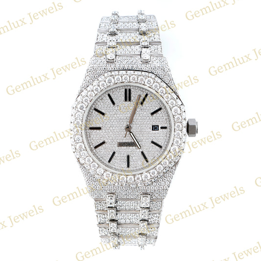 Full White Iced Out Pass Diamond Tester D VVS Moissanite Watch