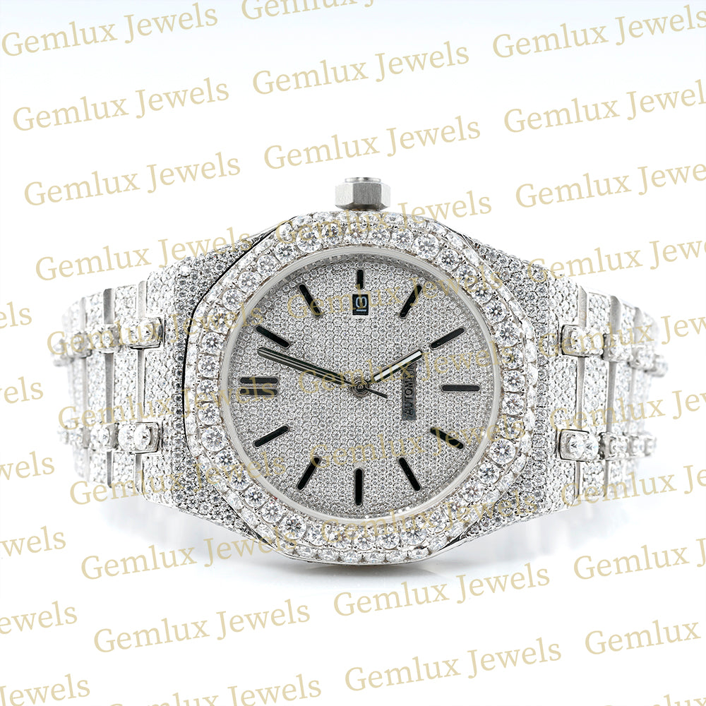 Full White Iced Out Pass Diamond Tester D VVS Moissanite Watch