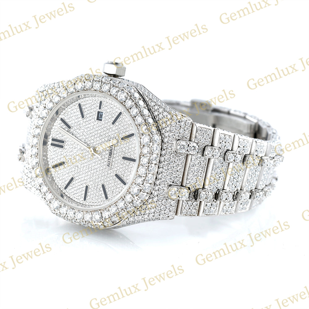 Full White Iced Out Pass Diamond Tester D VVS Moissanite Watch