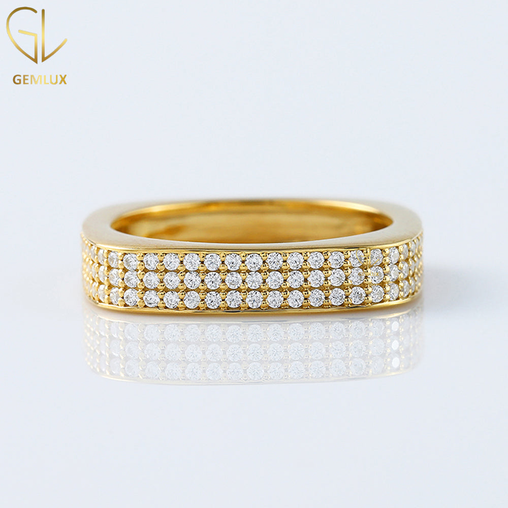 Square Shape Round Cut Lab Grown Diamond Men's Eternity Wedding Band