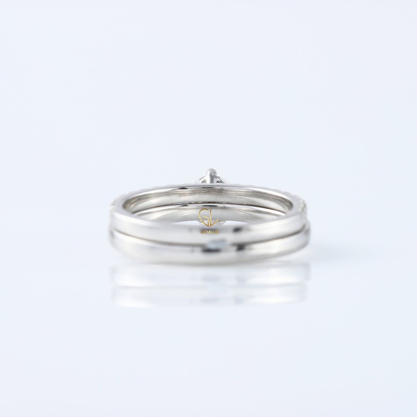 Round Cut Moissanite Diamond Solitaire Ring With Matching Eternity Wedding Ring Set