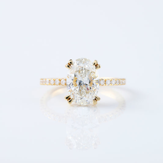 Oval Cut IGI Certified Lab Grown Diamond Hidden Halo Engagement Ring