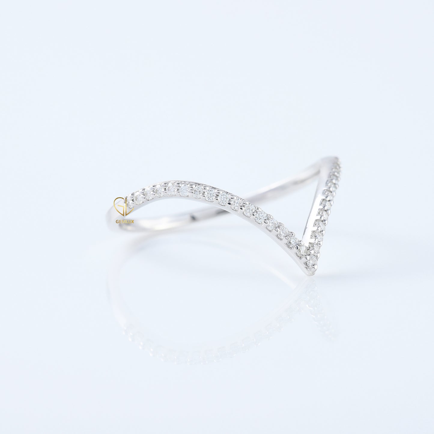 V Shape Lab Grown Diamond Wishbone Wedding Ring