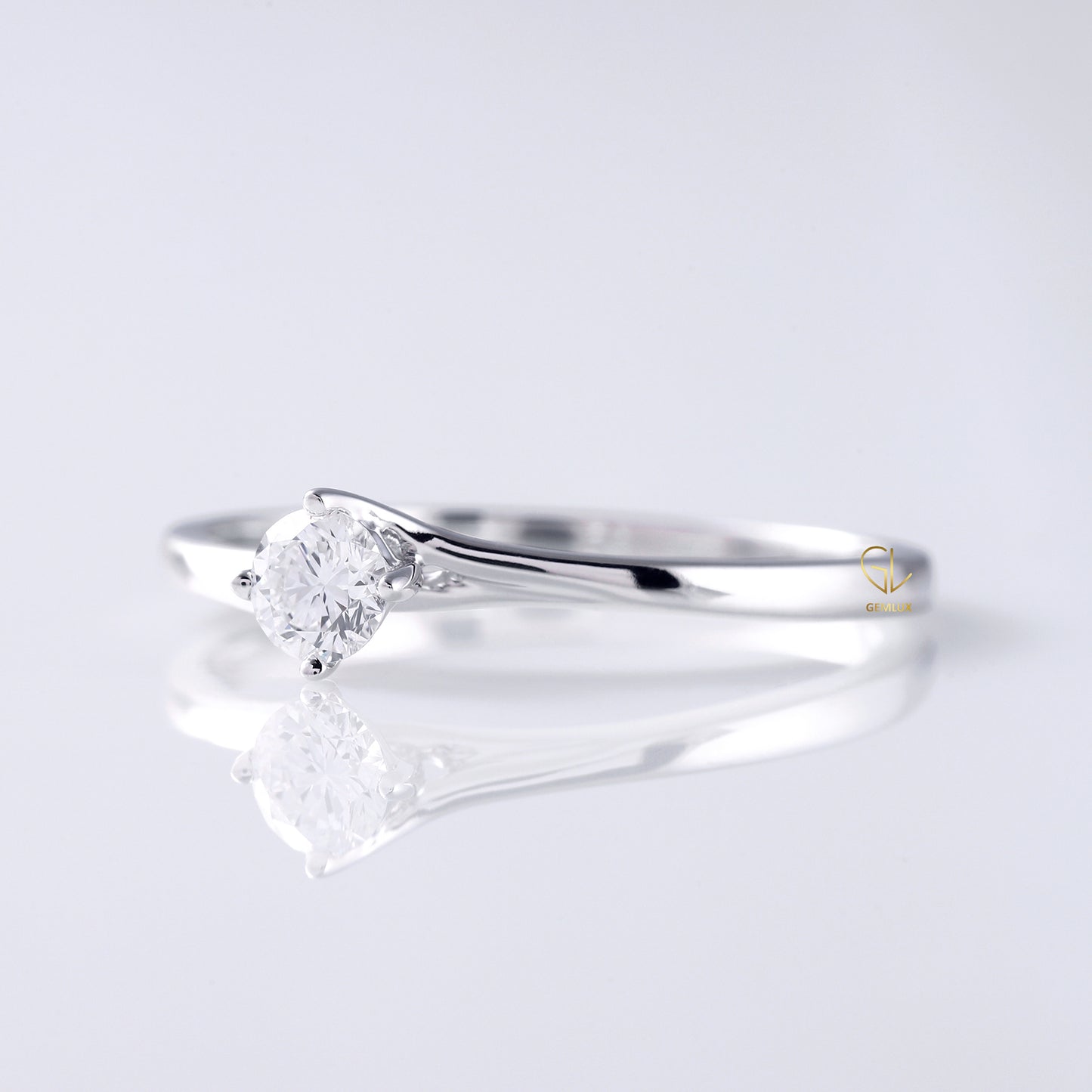 Round Diamond Solitaire Bypass Ring