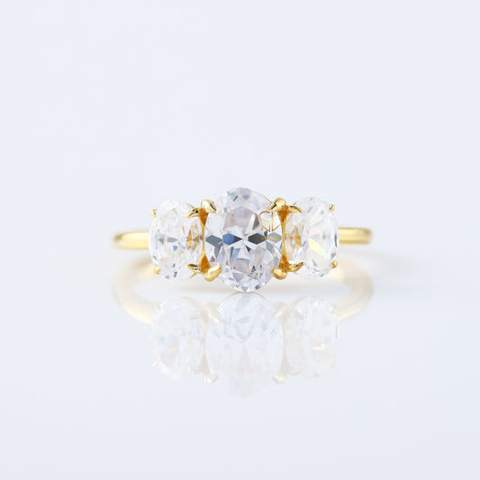 IGI Certified Oval Cut Lab Grown Diamond Three Stone Engagement Ring