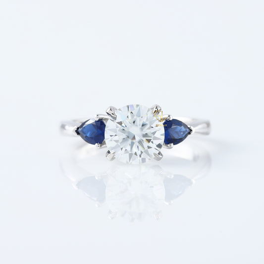 Round Cut Lab Grown Diamond Three Stone Engagement Ring